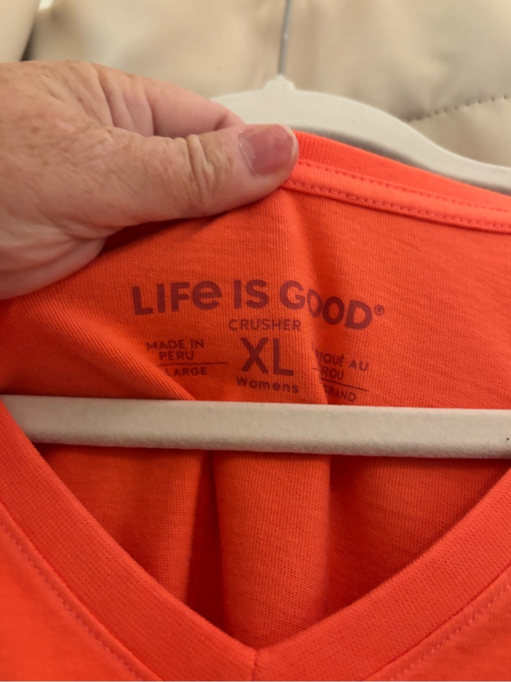 Life is Good Womens Orange V-Neck Tee Ron Jon short sleeve tee - Picture 2 of 6